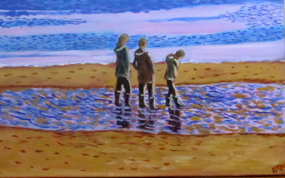 3bff6ed7a362b481ad010f452af9b8f4_three children walking in the puddles